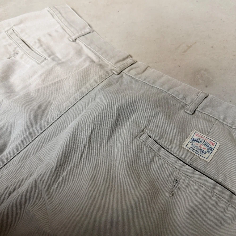 Vintage 90s Polo Ralph Lauren Chino Shorts 36 Tan Pleated Made in USA 90s Khaki